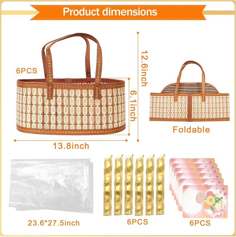 Orchidleaf 6 Set Baskets for Gifts Empty, Gift Empty Bamboo Basket Large, Foldable Woven Gift Basket with Handle for Baby Baptisms, Mother's Day, Christmas, Housewarming - Image 3